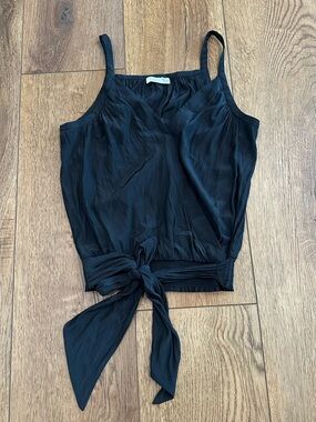 Ramy Brook Black Tie-Front Silk Cami